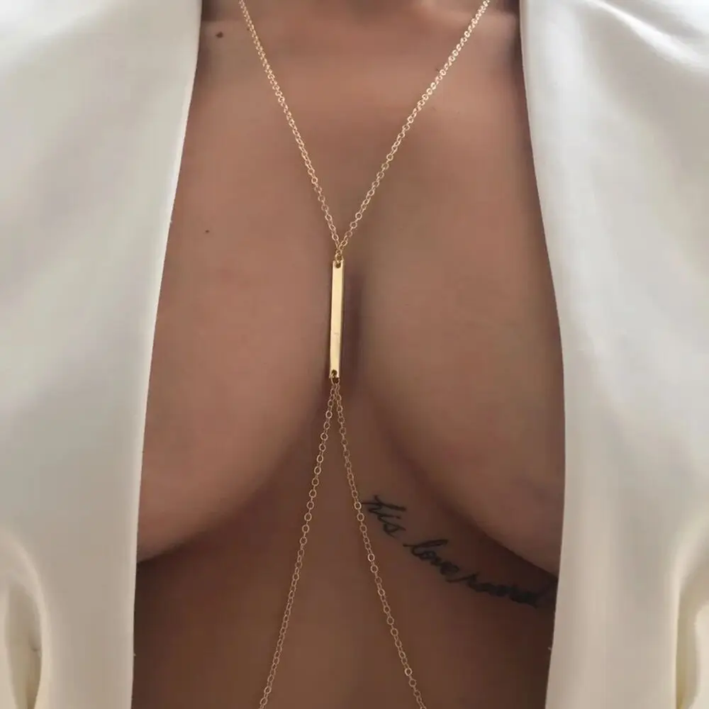 Body Jewelry Necklace - Sexy Metalen Borstketting Harnas Bikini Body