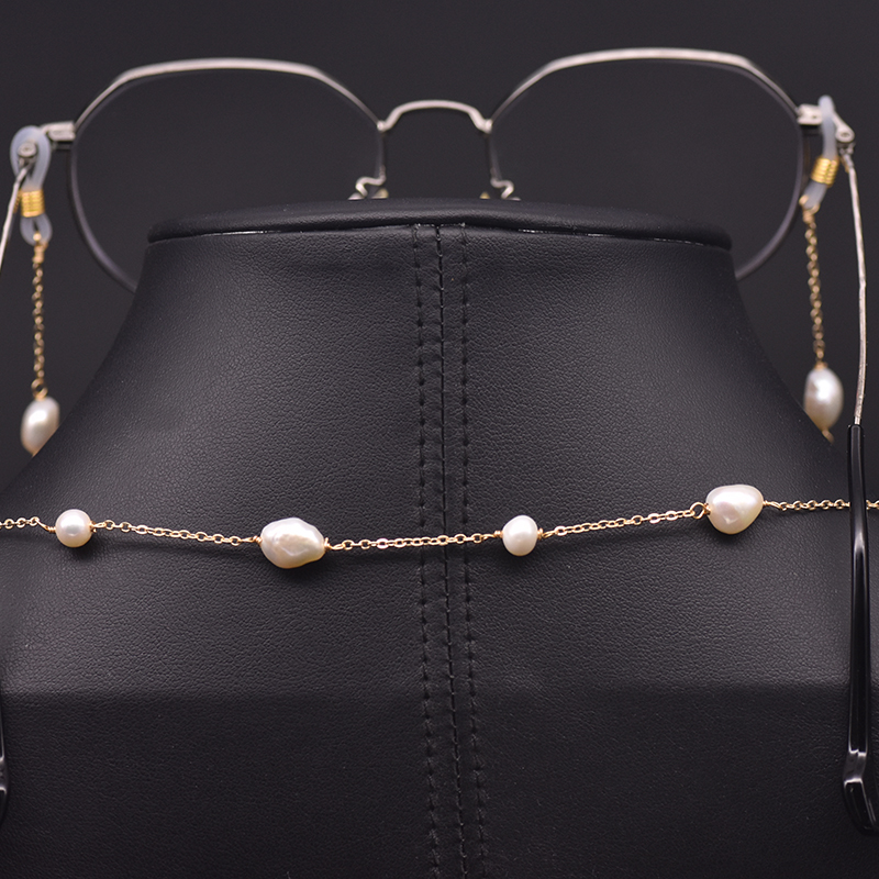 Body Jewelry Necklace - GLSEEVO natuurlijke barokke parel brilketting hanger