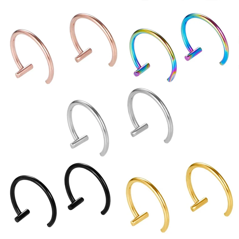 5 STUKS T-Bar Half Huggie Kraa - Body Jewelry Surgical Steel recensie en prijs
